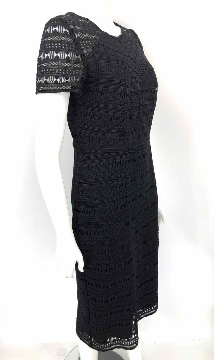 SHOSHANNA Black Made in USA Woven Short Sleeves Size 8  (M) Dress