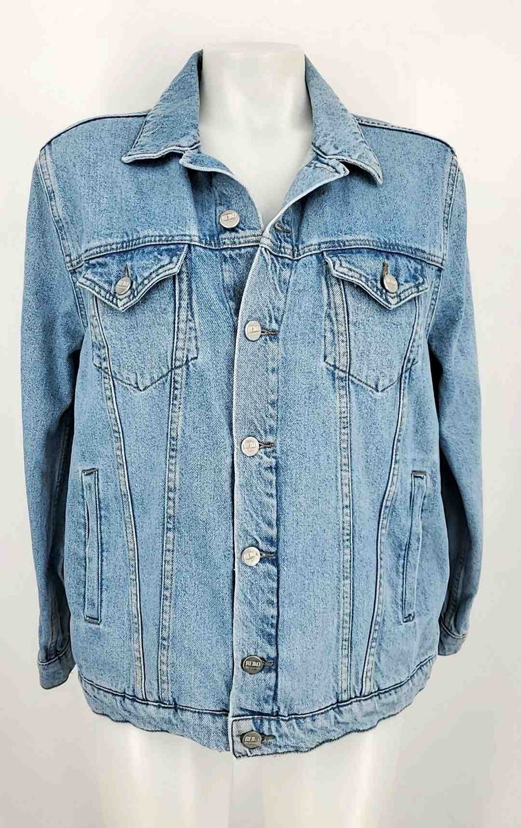 ジャケット・アウター Reiko REIKO Lt Blue Red & White Denim Stripe Trim Button Up Jacket
