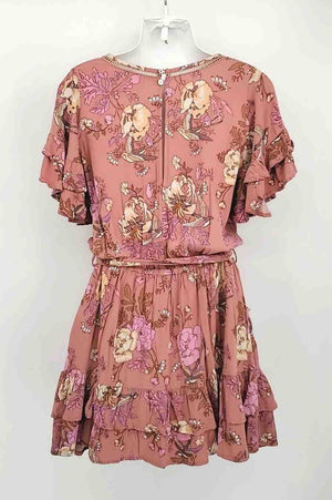 SPELL & THE GYPSY Pink Multi-Color Floral Ruffle Sleeves Size SMALL (S) Dress