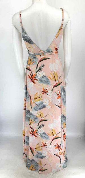 SHOW ME YOUR MUMU Peach Gray Floral Wrap Size X-SMALL Dress