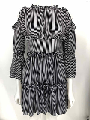 MAJE Black White Pinstripe Cold Shoulder Size 1  (XS) Dress