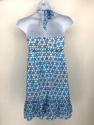 LILLY PULITZER White Blue Floral Halter Size 8  (M) Dress