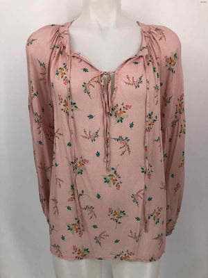 VELVET Pink Green Multi Made in USA Floral Print Long Size MEDIUM (M) Top