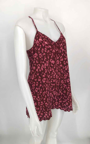 JOHNNY WAS Burgundy Pink 100% Silk Eyelet Sleeveless Size SMALL (S) Top