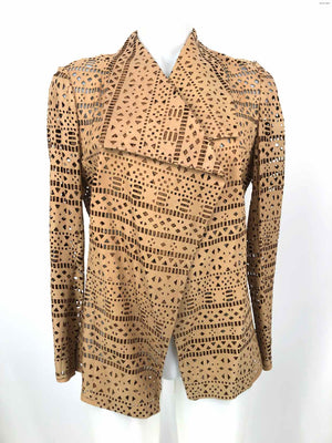 THE WRIGHTS Tan Leather Perforated Women Size 8  (M) Jacket