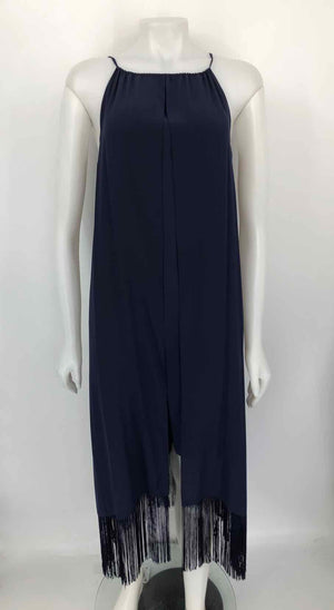 TRINA TURK Navy Silk Fringe Maxi Length Size SMALL (S) Dress