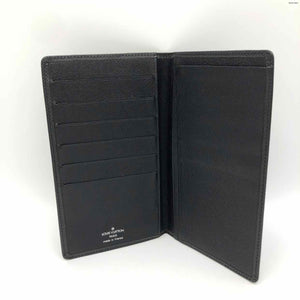LOUIS VUITTON Black Leather Pre Loved AS IS Fold Over 11cm 18cm Wallet
