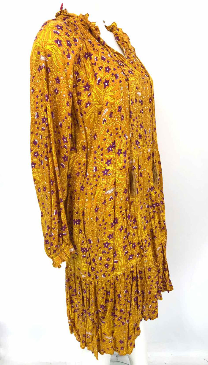 ROLLER RABBIT Yellow Purple Print Longsleeve Size 4  (S) Dress