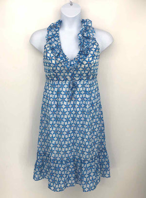 LILLY PULITZER White Blue Floral Halter Size 8  (M) Dress
