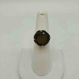 Brown Silvertone Ring sz 6.5