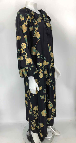 CYNTHIA ROWLEY Black Gold Floral Size SMALL (S) Dress
