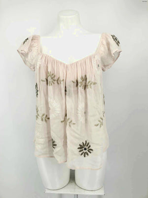CHAN LUU Beige Embroidered Size SMALL (S) Top