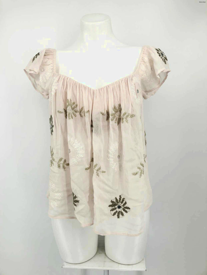 CHAN LUU Beige Embroidered Size SMALL (S) Top