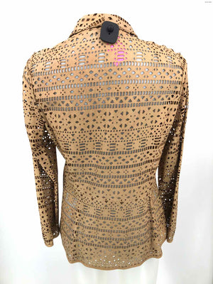 THE WRIGHTS Tan Leather Perforated Women Size 8  (M) Jacket
