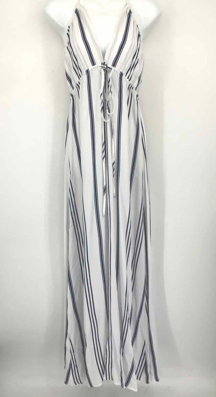 FLYNN SKYE White Blue Stripe Size SMALL (S) Tie Dress