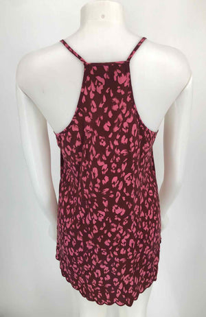 JOHNNY WAS Burgundy Pink 100% Silk Eyelet Sleeveless Size SMALL (S) Top