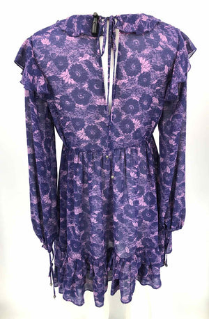 FREE PEOPLE Purple Lavender Floral Ruffle Size SMALL (S) Dress