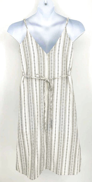 OLIVIA GREY White Black Linen Blend Stripe Size SMALL (S) Dress