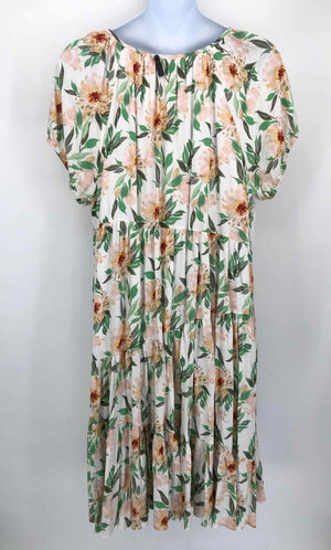 WAYWARD FANCIES White Green Multi Floral Design Maxi Length Size X-LARGE Dress