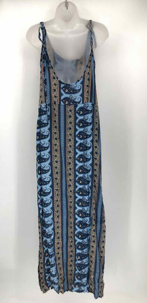 FAITHFULL THE BRAND Blue Beige Multi Print Tie Size X-SMALL Dress