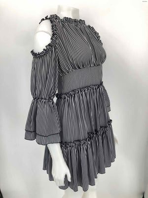 MAJE Black White Pinstripe Cold Shoulder Size 1  (XS) Dress