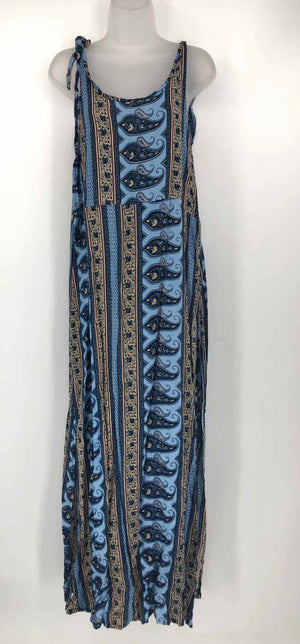 FAITHFULL THE BRAND Blue Beige Multi Print Tie Size X-SMALL Dress