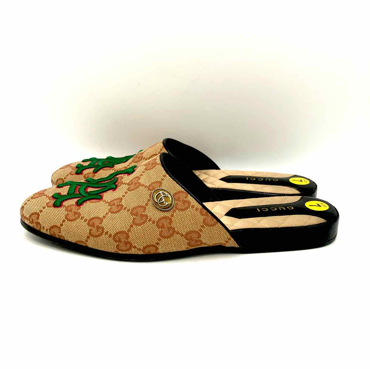 GUCCI Pink & Green Made in Italy Monogram Mule Shoe Size 37 US: 7