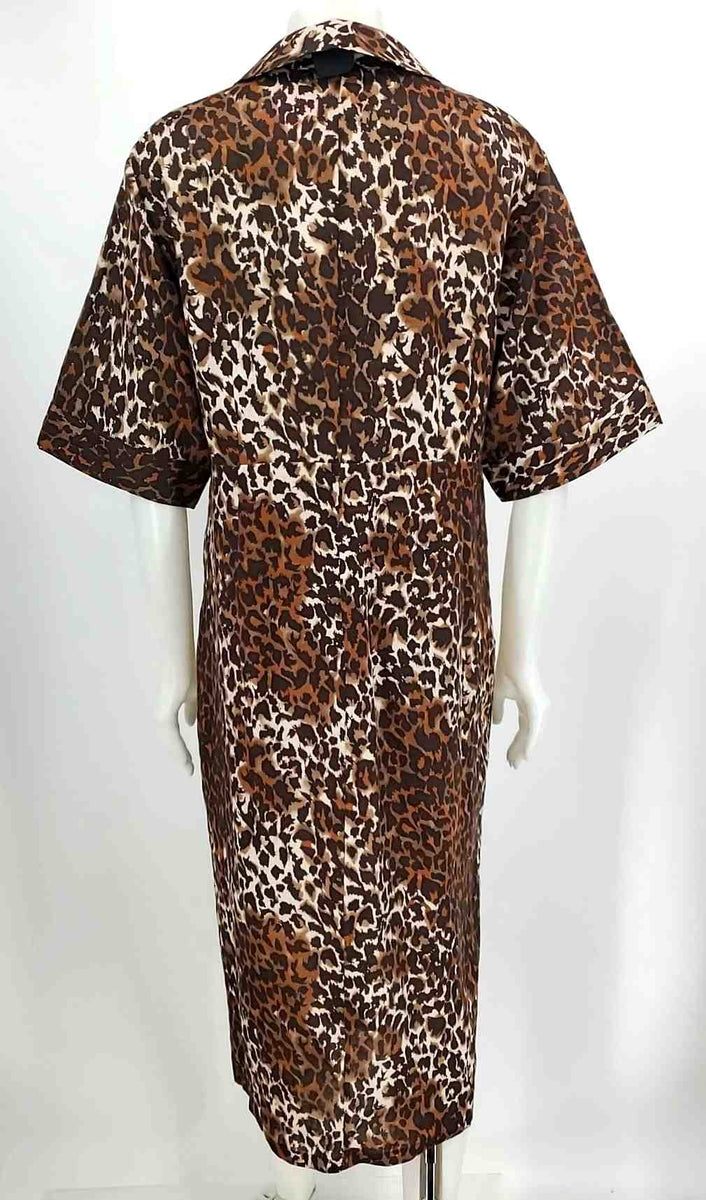 VERONICA BEARD Brown Cream Multi Linen Animal Print Short Sleeves Dress – ReturnStyle