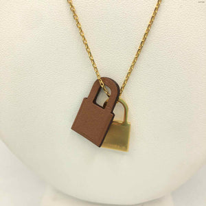 HERMES Tan Gold Leather Pre Loved AS IS Necklace