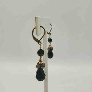 LORI LORI Black Bronze Gold Plate Crystal Beaded Dangle Earrings
