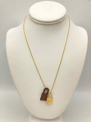 HERMES Tan Gold Leather Pre Loved AS IS Necklace