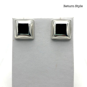 Black Silver Square ss Earrings - ReturnStyle