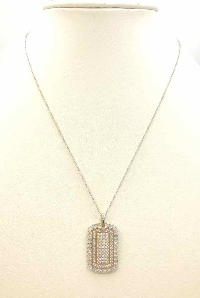 Sterling Silver Crystal Pave Pendant on Chain ss Necklace