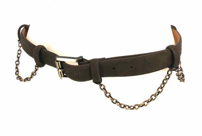 WORTH Olive Green Brass Synthetic Chain Trim MEDIUM (M) Belt