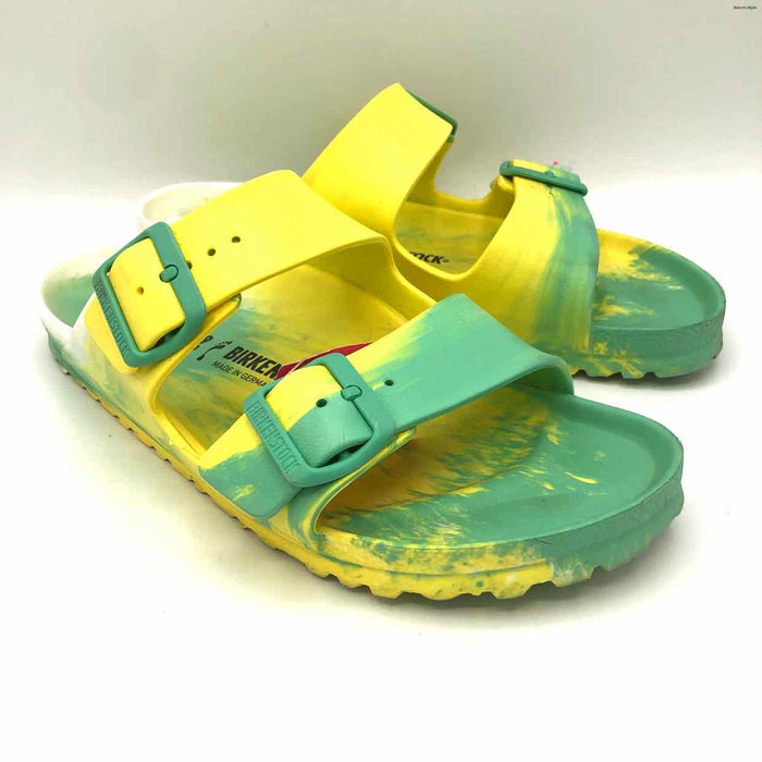 BIRKENSTOCK Green & White Yellow Rubber Tie Dyed Sandal Shoes