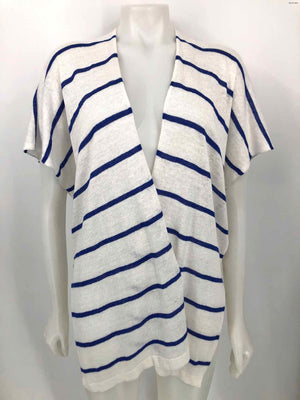 LILLY PULITZER White Blue Linen Striped Wrap Size MEDIUM (M) Top