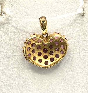 Pink 14K Gold Pave Heart 14K-Charm