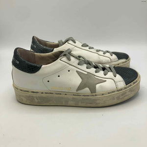GOLDEN GOOSE White Green Leather Italian Made Distressed Sneaker Shoes