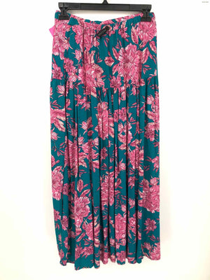 ABEL THE LABEL Pink Teal Multi Floral Slits Size SMALL (S) Skirt