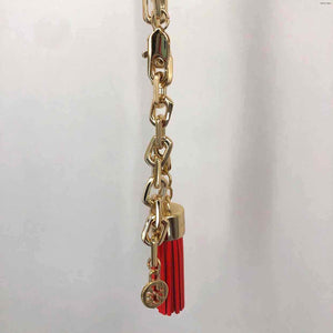 TORY BURCH Gold Orange Chain Tassel Belt