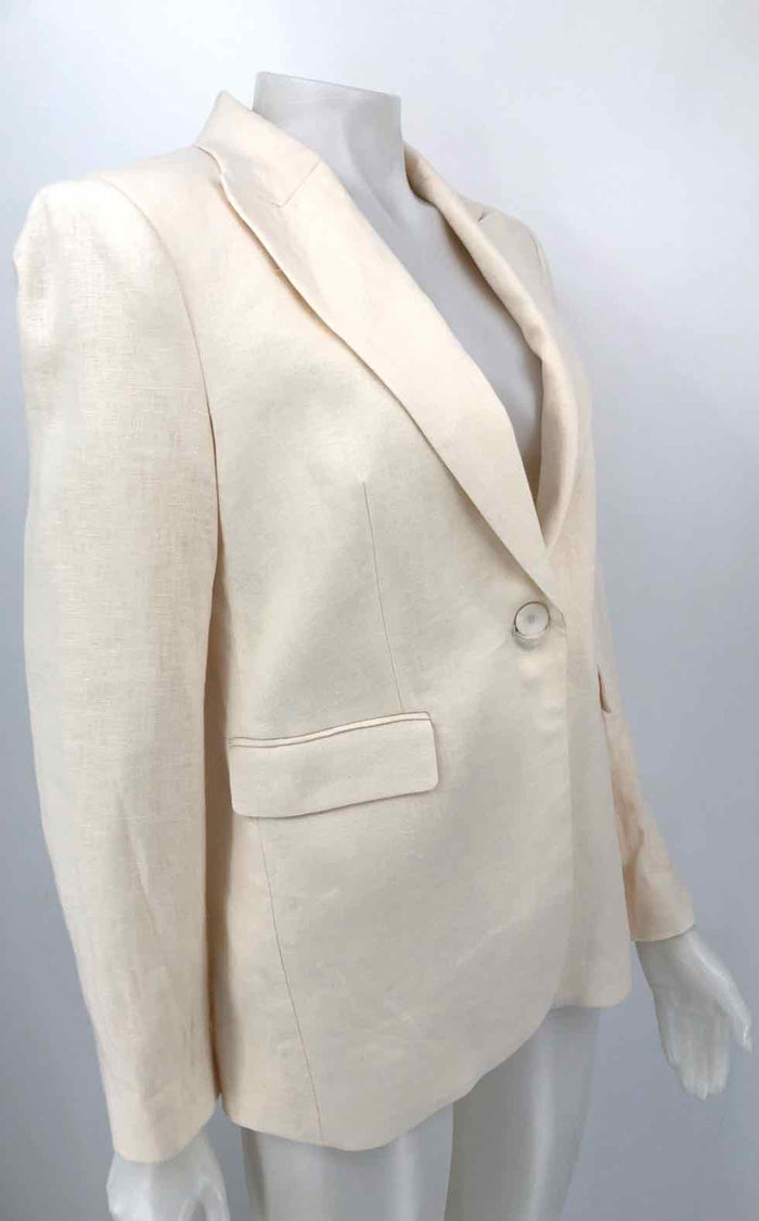 MNG Beige Linen Blazer Women Size 8  (M) Jacket