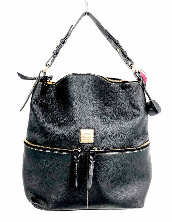 DOONEY & BOURKE Black Gold Pebbled Leather Shoulder Bag Purse