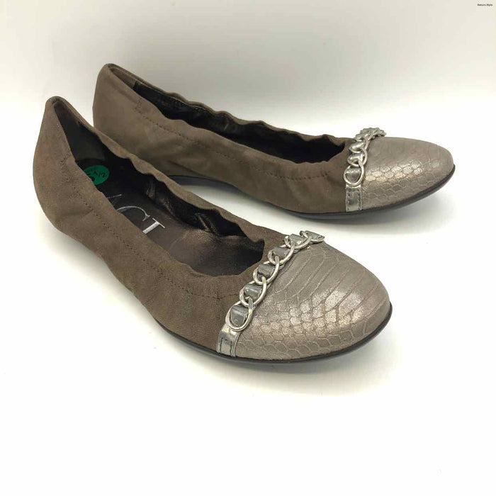 AGL - ATTILIO GIUSTI LEOMBRUNI Brown Silver Leather Flats Shoes