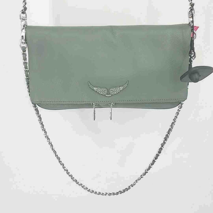 ZADIG & VOLTAIRE Green Silver Pebbled Leather Purse