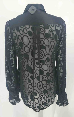 ANNE FONTAINE Black Silk Blend Sheer Blouse Top