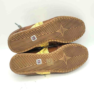 ロンジュン   ポラロイド LARROUDE Brown Blue & Yellow Leather Reptile Mule Sneaker Shoe