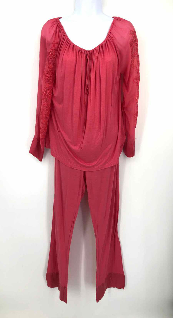 LA PERLA Pink Italian Made Embroidered Trim Top & Pants Size MEDIUM (M) Pajamas