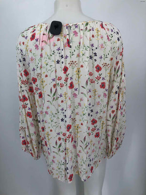 VELVET by GRAHAM & SPENCER White Yellow Multi Made in USA Floral Print Top