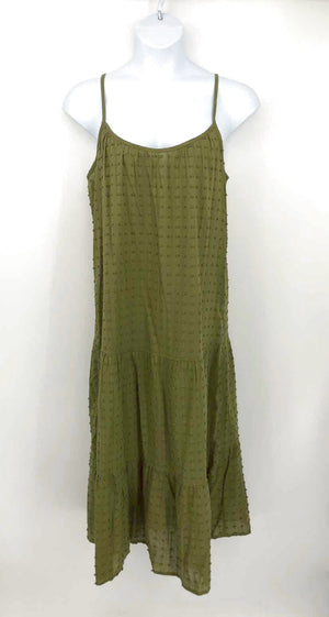 MADEWELL Olive Green Textured Midi Length Size LARGE  (L) Dress