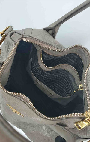 PRADA Taupe Gold Pebbled Leather Pre Loved AS IS Purse